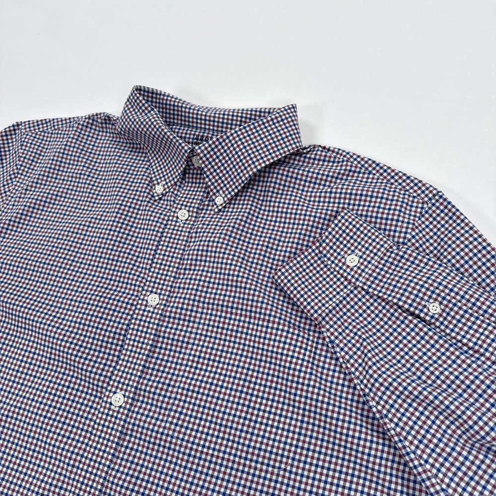 Brooks Brothers Mens Performance Shirt XL Navy Check Button Down Long Sleeve
